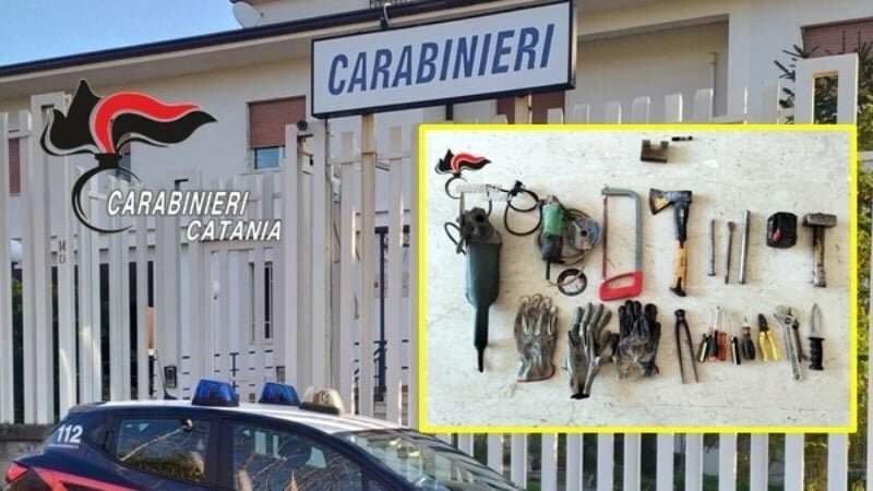 Con la gru rubano una tonnellata di ferro Con la gru rubano una tonnellata di ferro