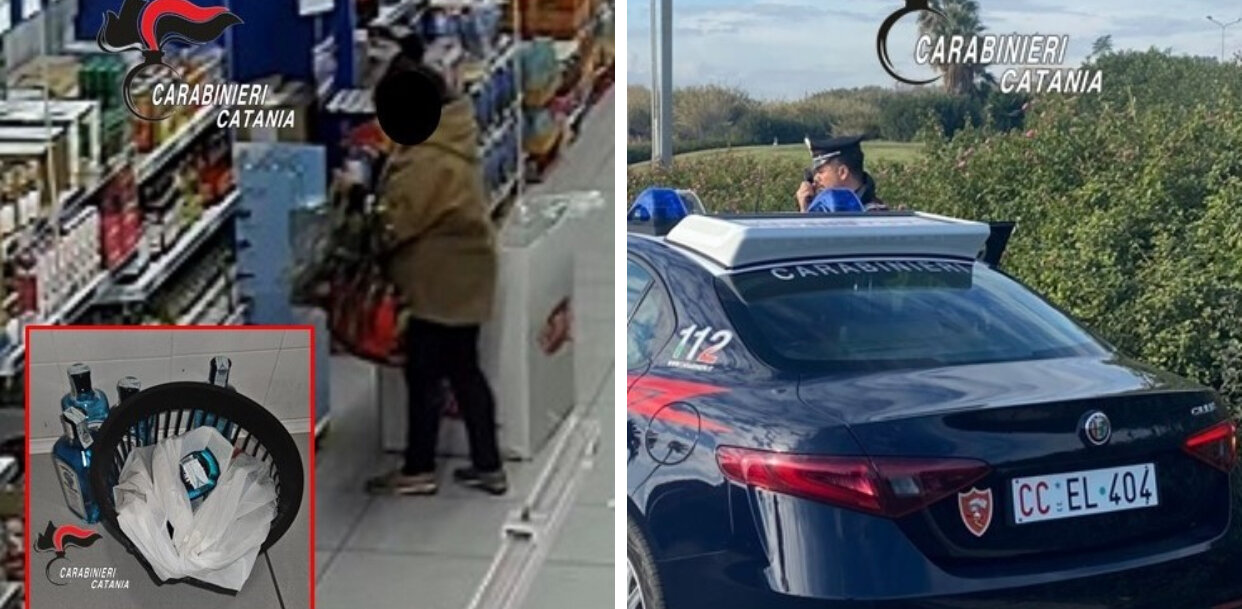 Ruba bottiglie di liquore dal market di Patern&ograve;