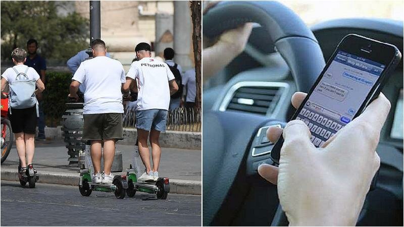 Stretta su monopattini e cellulare alla guida