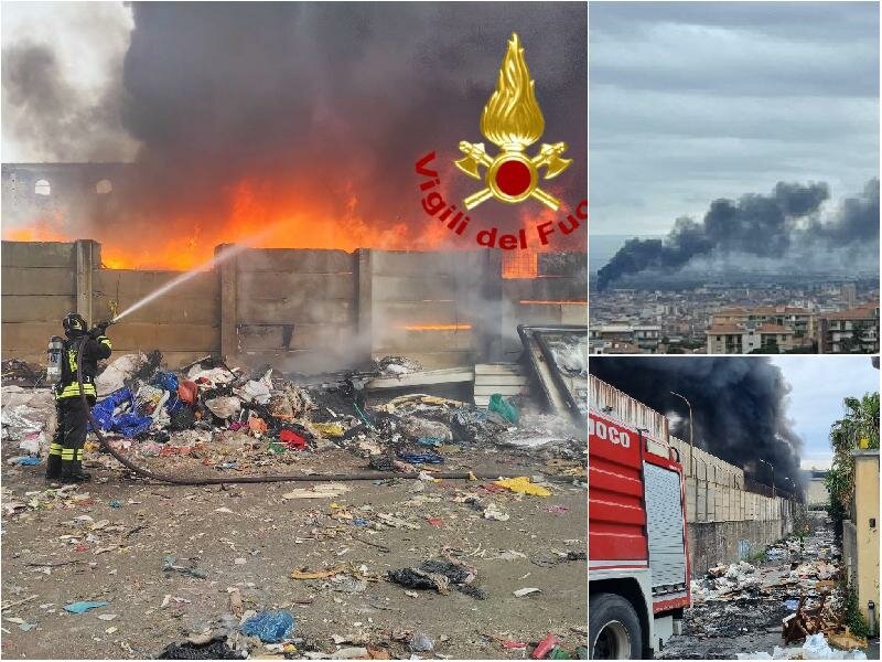 Nube di fumo nero sul cielo di Catania Nube di fumo nero sul cielo di Catania