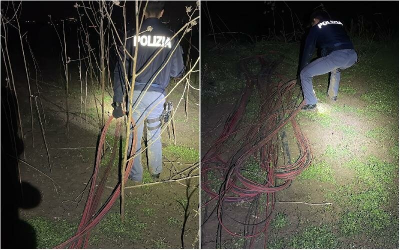 Rubano cavi di rame, il fango blocca la fuga