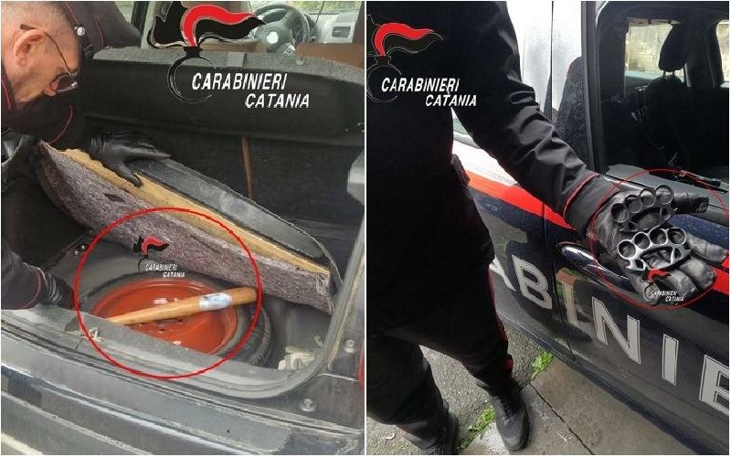 In auto con mazza da baseball e tirapugni