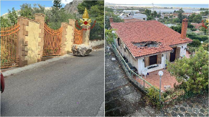 Crollo massi su residence a Carini