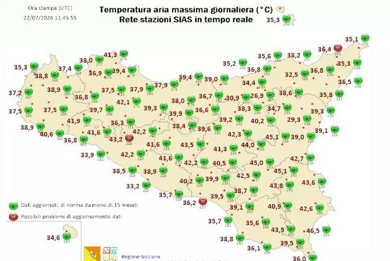 Sicilia ancora bollente: a Noto superati i 46 gradi
