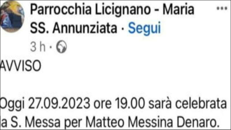 Dietrofront del prete su messa per Messina Denaro