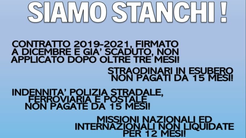 "Pagamenti a poliziotti in ritardo di 15 mesi"