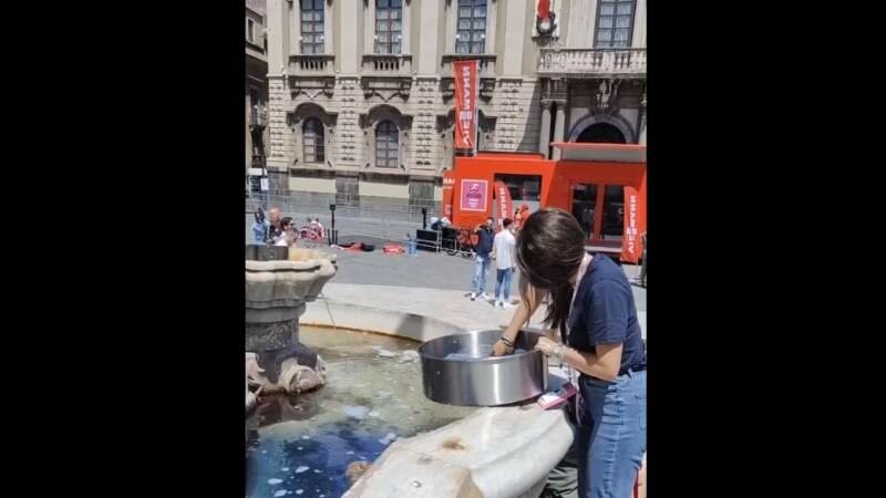 Fontana dell'Elefante diventa lavatoio
