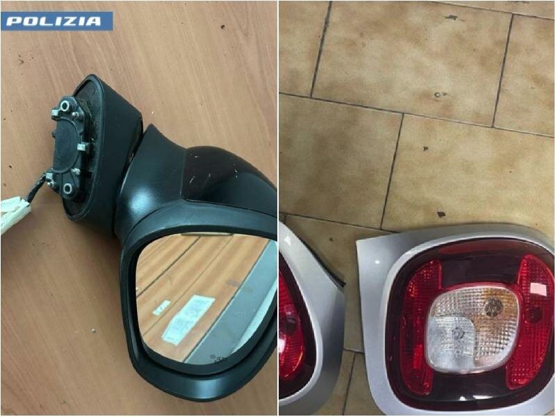 Recuperati fari, specchietti e autoradio rubati