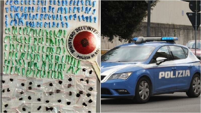 Pusher in fuga con 300 dosi di droga