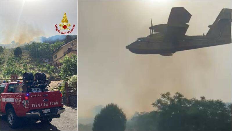 Incendi nel Catanese, in azione canadair