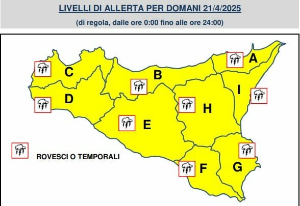 A Pasquetta &egrave; allerta gialla in tutta la Sicilia
