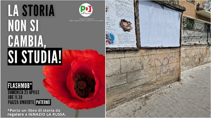 Flash mob Pd e manifesti oscurati: scontro a Patern&ograve;