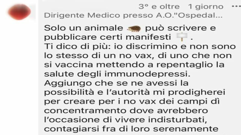 "Per i no vax creerei campi di concentramento"