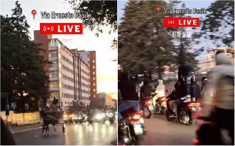 Frastuono all'alba: 30 scooter dietro ai calessi