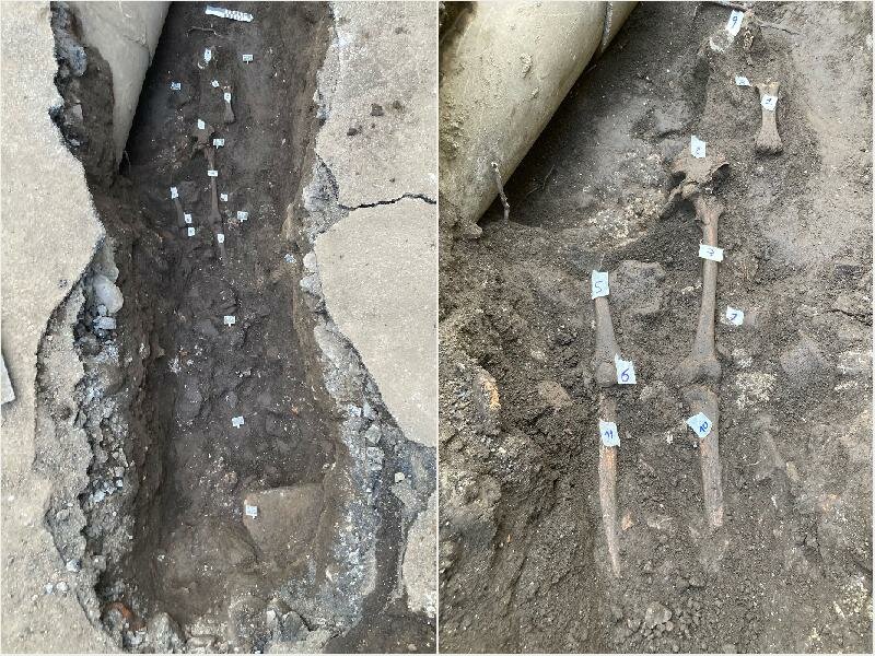 Dagli scavi di Mascali emerge uno scheletro