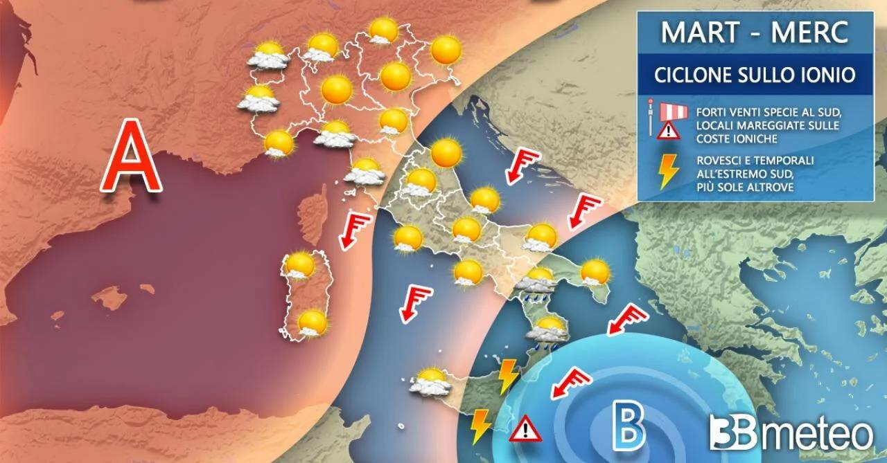 Caldo al Nord, maltempo in Sicilia