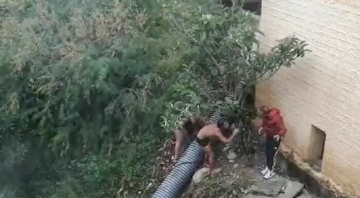 Torrente in piena, salvati 4 turisti e un cane