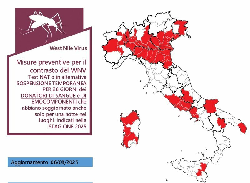 West Nile, Catania &egrave; rossa: test per donazioni sangue