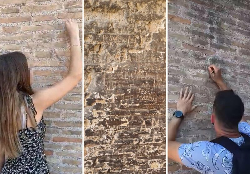Ennesimo sfregio dei turisti al Colosseo, &egrave; il terzo caso