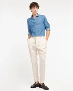 manuel-ritz-camicia-lavata-chambray-di-cotone-blu