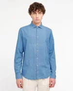 manuel-ritz-camicia-lavata-chambray-di-cotone-blu