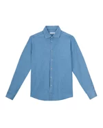 manuel-ritz-camicia-lavata-chambray-di-cotone-blu