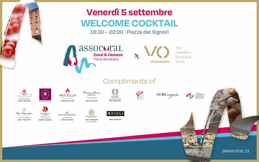 Welcome Cocktail Vicenzaoro. Assocoral sponsor of the event