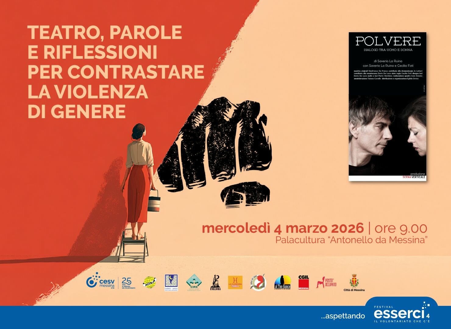 Messina, al Palacultura il 4 marzo POLVERE - DIALOGO TRA UOMO E DONNA