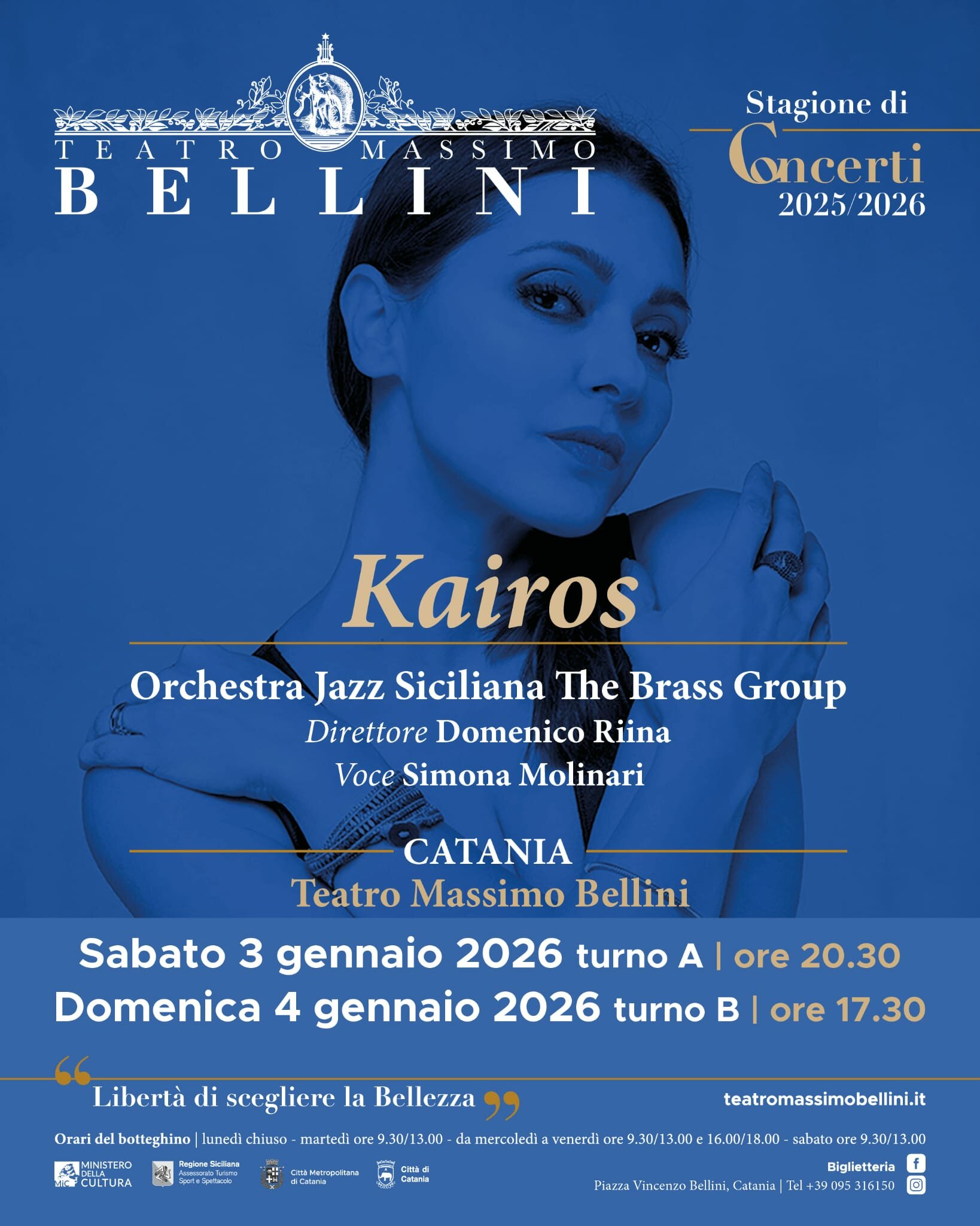 “Kairos”: Simona Molinari al Teatro Massimo Bellini per inaugurare il 2026