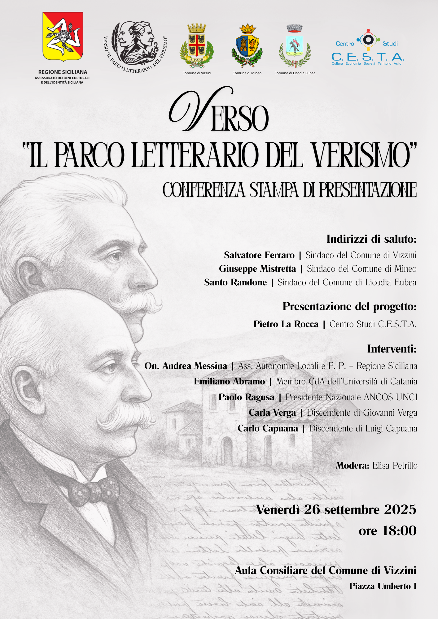 Verso “Il Parco Letterario del Verismo”: Vizzini, Mineo e Licodia Eubea insieme per valorizzare Verga e Capuana