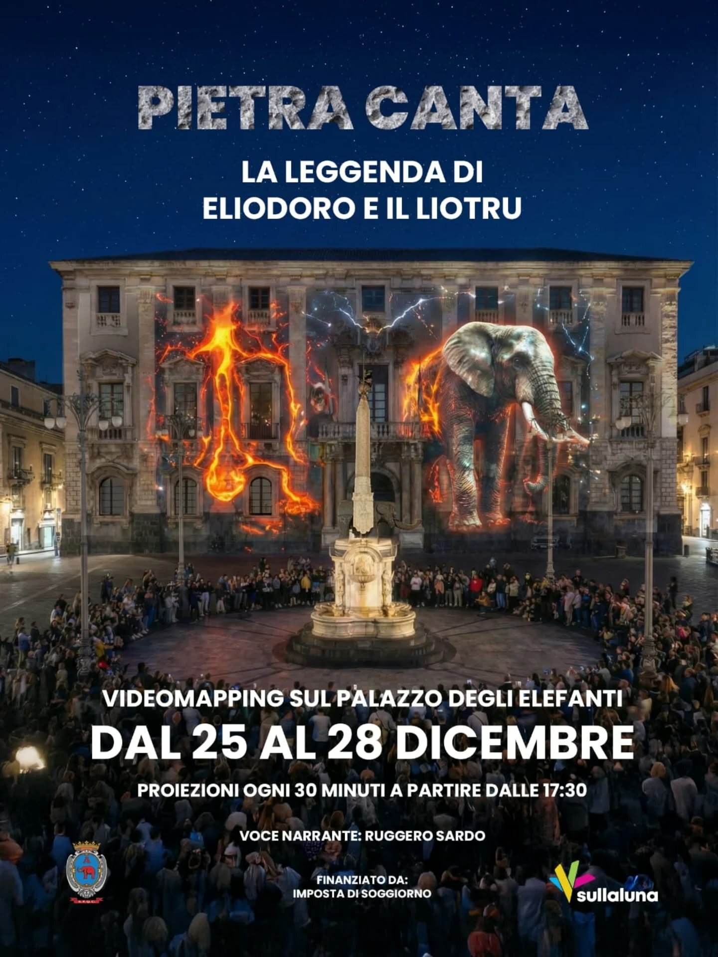 Natale a Catania, dal 25 al 29 dicembre nuove iniziative ed eventi speciali con videomapping su Palazzo degli Elefanti