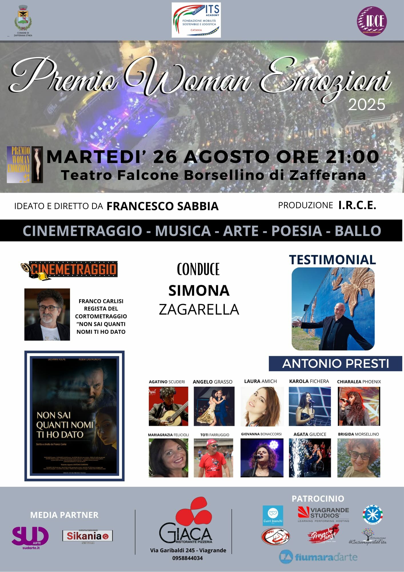 Premio “Woman Emozioni” 2025: Zafferana celebra talento e creatività al Teatro Falcone Borsellino