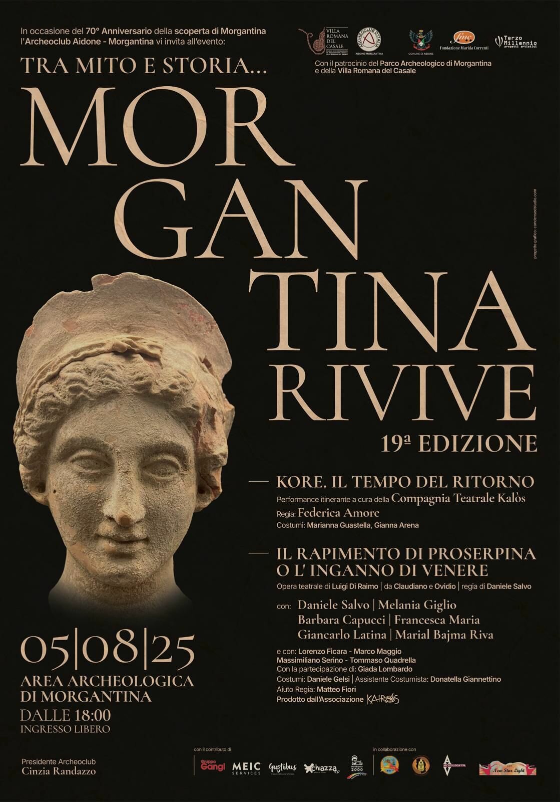 Morgantina, 70 anni dopo la riscoperta: torna &ldquo;Tra mito e storia&rdquo; con lo spettacolo Kore. Il tempo del ritorno
