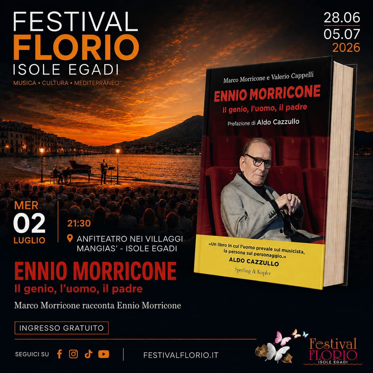 Giovedì 2 luglio a Favignana una giornata speciale per ricordare Eduardo De Filippo ed Ennio Morricone