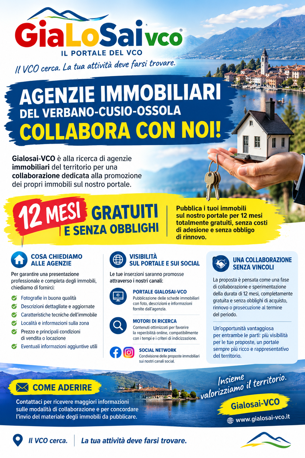 Agenzie immobiliari VCO: collaborazione gratuita 12 mesi
