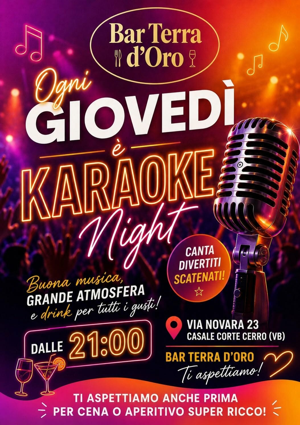 Bar Terra D'Oro: Cocktail, Aperitivi e Karaoke a Casale