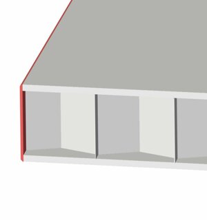 Bordatura pannelli in alveolare con bordo riportato