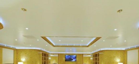 Suspended ceiling panels covered in HPL laminate