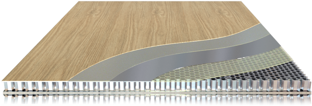 layering of panel coated in veneer