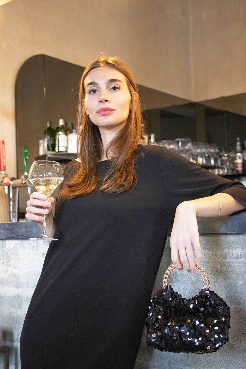 Mini Grace Sparkling Black borsa artigianale Felis