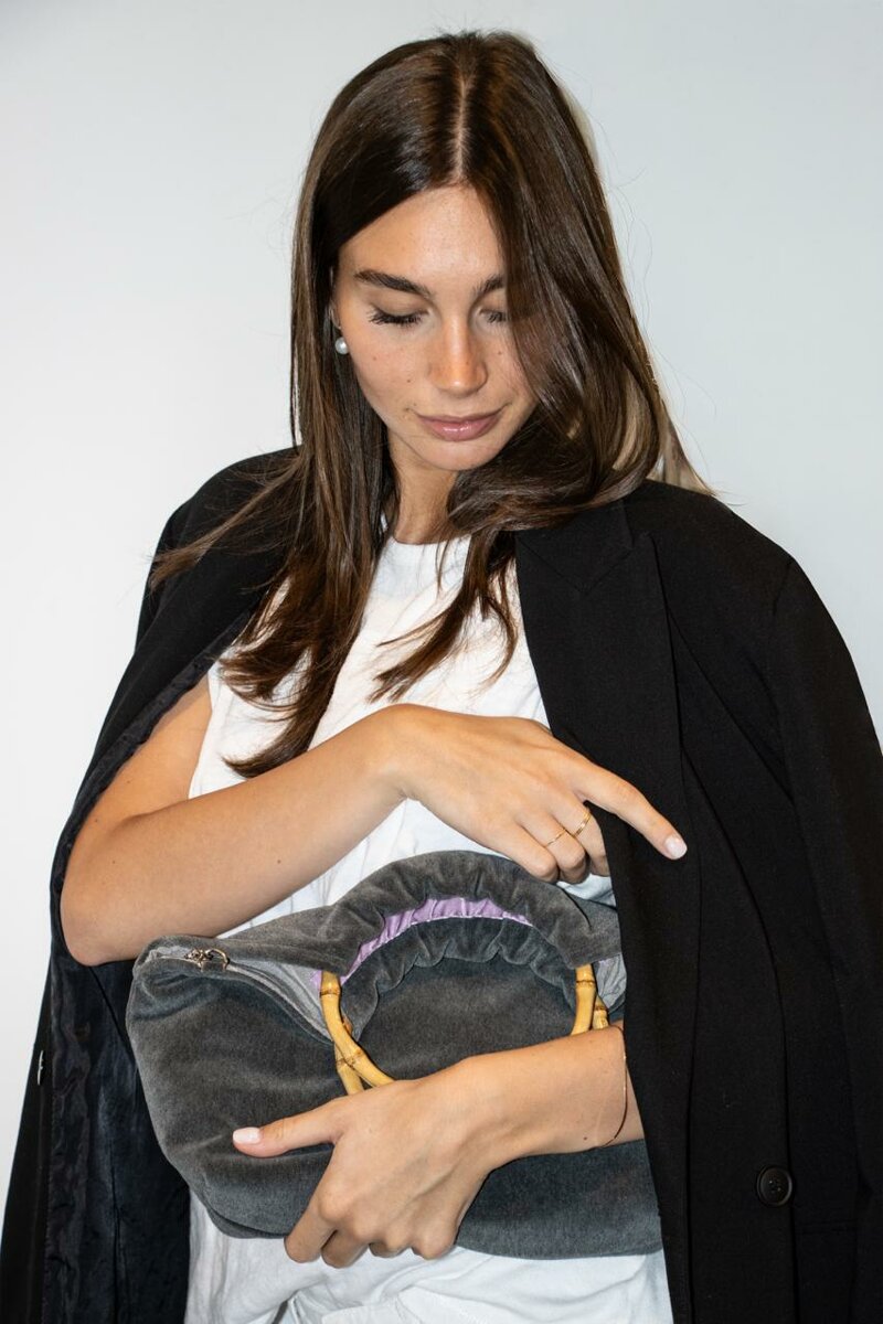 Grace Bag Velvet Grey borsa artigianale Felis