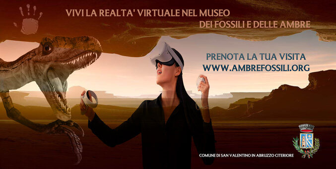 Esperienza di realtà virtuale al Museo dei Fossili e delle Ambre con dinosauro