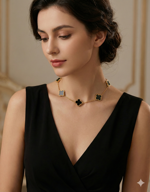 collana-quadrifoglio-colore-oro-nero-acciaio-al-titanio