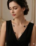 collana-quadrifoglio-colore-oro-nero-acciaio-al-titanio