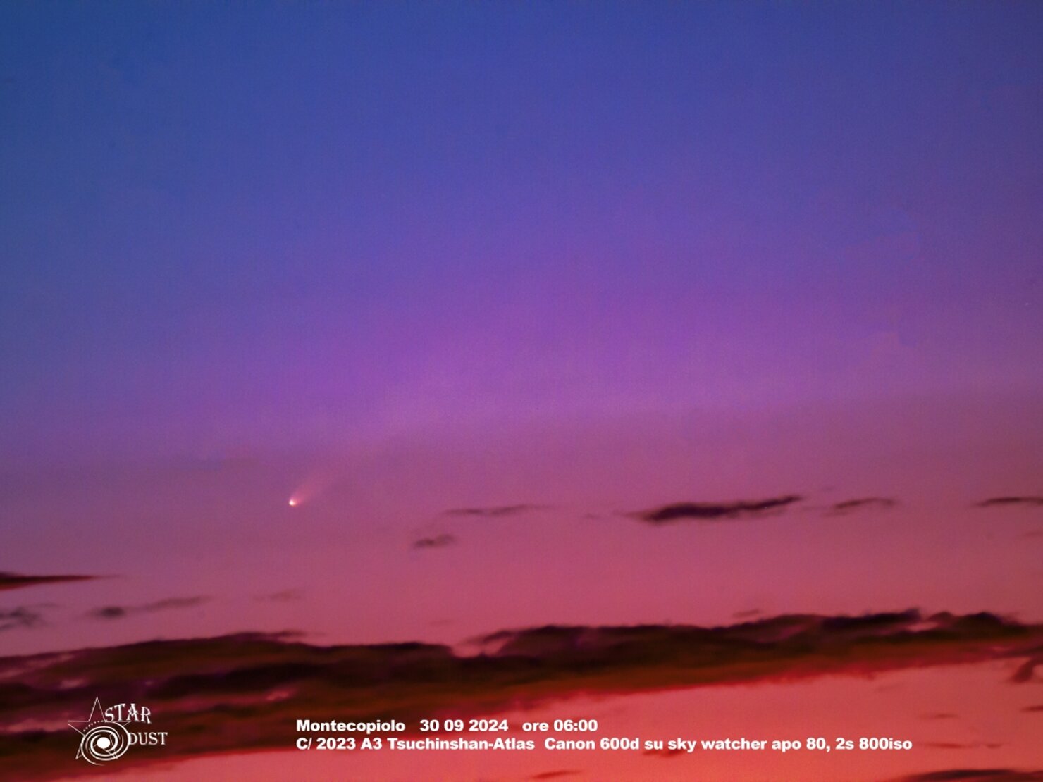 stella cometa ripresa dall'Osservatorio Astronomico Stardust di Rimini