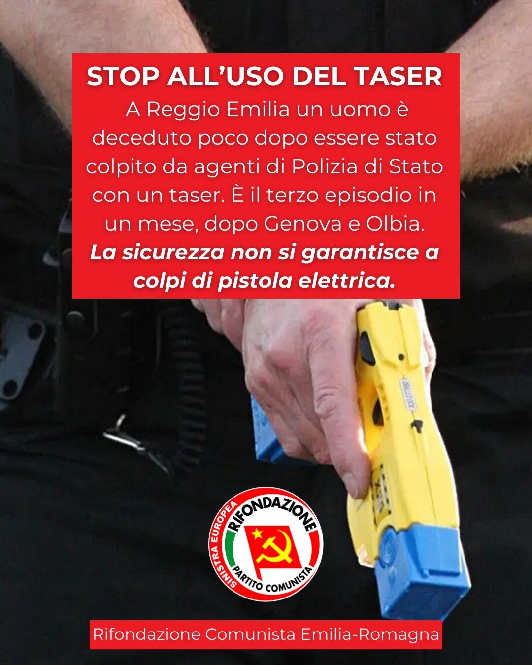 STOP ALL’USO DEL TASER: LA SICUREZZA NON SI GARANTISCE A COLPI DI PISTOLA ELETTRICA