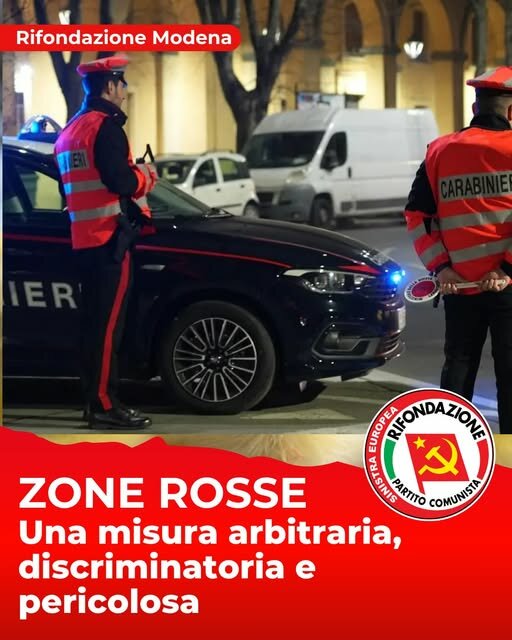 RIFONDAZIONE COMUNISTA MODENA CONTRO LE “ZONE ROSSE”