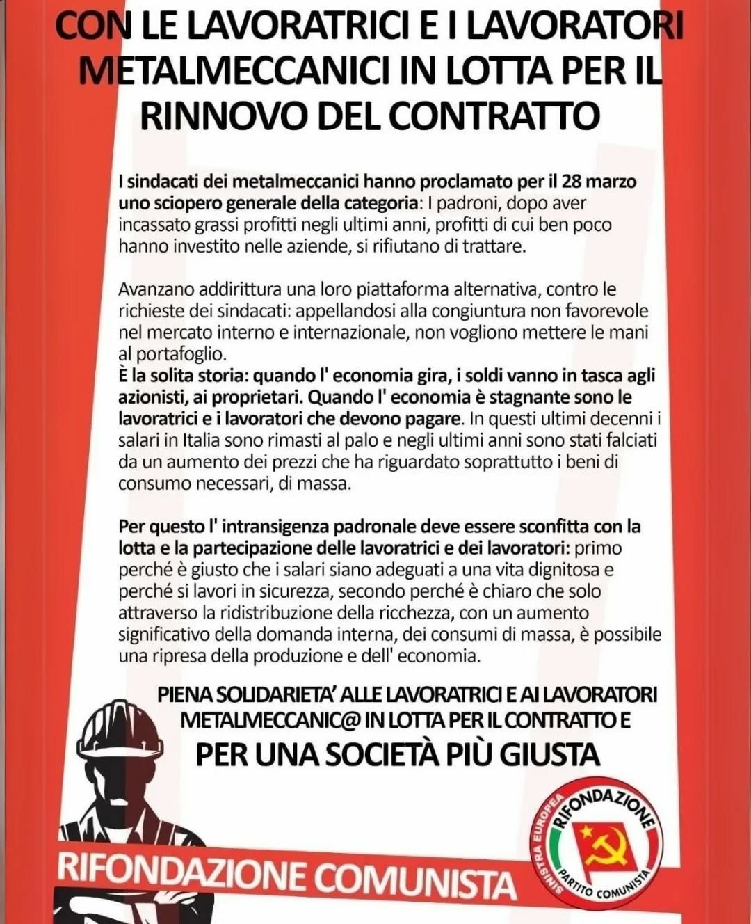 SCIOPERO DEI METALMECCANICI