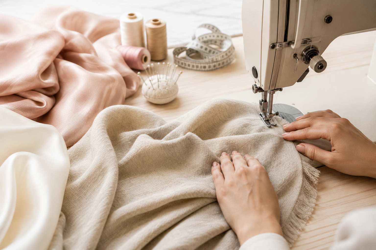 Lavorazione tessuti delicati: come trattare lino e seta in sartoria
