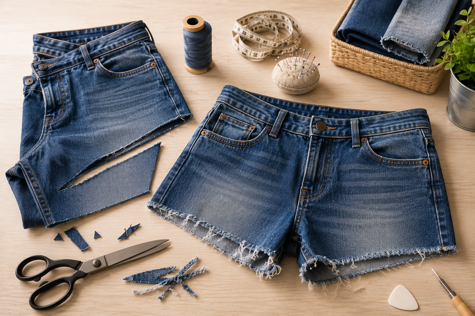 Upcycling creativo trasforma i tuoi vecchi pantaloni in shorts alla moda